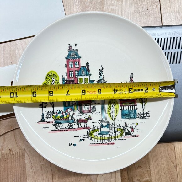 Metlox Poppytrail City Scene Dinner Plates Set Of 2 Vintage California Pottery - Picture 6 of 16